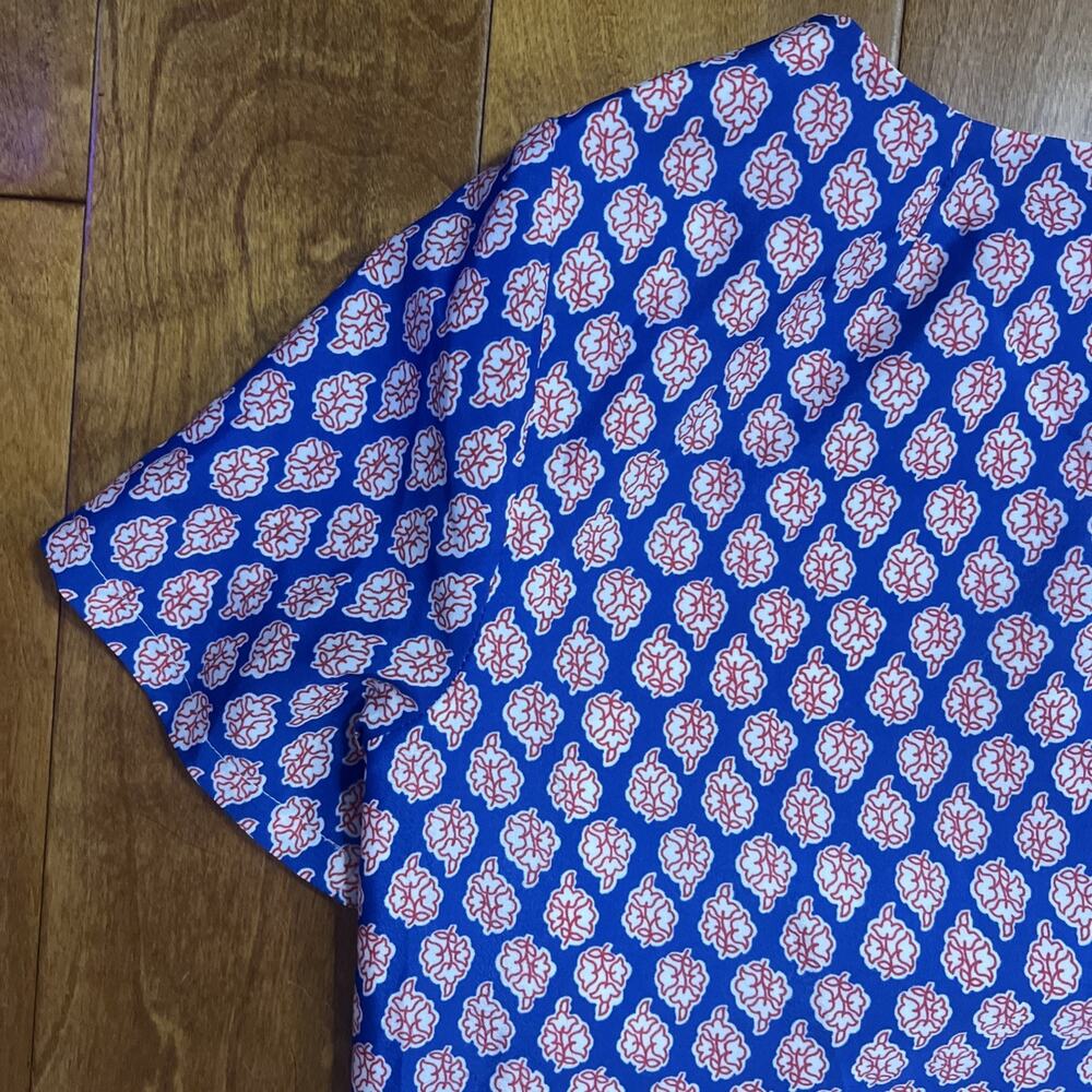 J.Crew Factory Paisley Shift Dress Size 4 Blue Preppy Coastal Old Money Mini - Picture 9 of 12